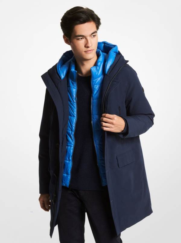Panske Kabáty Michael Kors 2-in-1 Hooded Modre - Oblecenie Michael Kors Akcia | IKQZL-3458